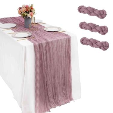 Imagem de GIVERARE Pacote Com 3 Caminhos De Mesa Em Gaze, 35 X 120 Pol., Rústica Estilo Boho, Metros Largura, Laváveis, Capa Cômoda Premium Fácil Limpar Para Casamento, Decoração, Casa, Arte (Rosa-Claro)