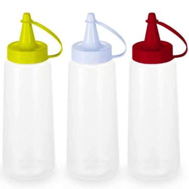 Imagem de Kit 60 Bisnagas Plásticas para Molho 250ml Ketchup Maionese Mostarda P