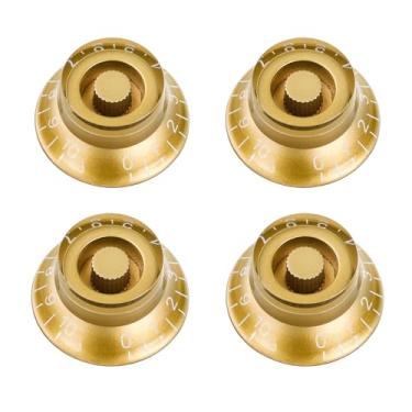 Imagem de Banworks Botões De Controle Guitarra Dos Anos 50, Imperiais 24 Splines, Volume 2 Tons, 6 Mm (15/64"), Sino Chapéu Alto Para Guitarras Elétricas Gibson Les Paul Lp Sg, Pacote Com 4 Jt/Xn-07 Dourado