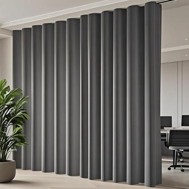 Imagem de Divisores de quarto para quarto, privacidade total, isolamento térmico, cortinas blackout para sala de estar para sistema de instalação dupla, compatível com trilhos e varões de teto, 4,5 m de largura