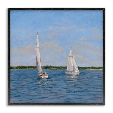 Imagem de Stupell Industries Barcos à vela de verão gêmeos preto emoldurado giclée design de arte por Tim Coffey, 12 x 12