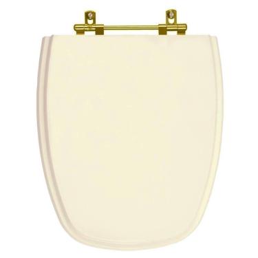 Imagem de Assento Sanitario Monte Carlo Creme Para Vaso Deca Com Ferragem Dourada