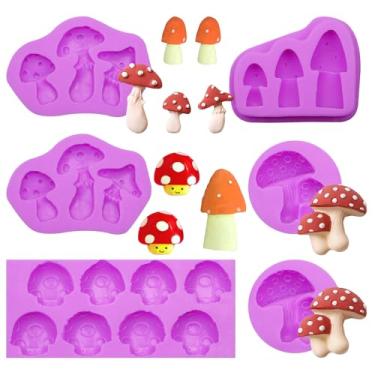 Imagem de Moldes de chocolate de cogumelo, moldes de silicone para cogumelos, molde de fondant de vegetais fofos, para decoração de bolos, argila de polímero, gomas, projetos de artesanato, enfeite de cupcake