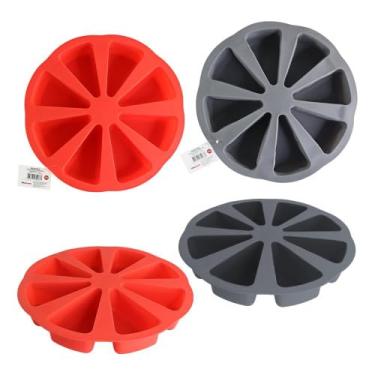 Imagem de Forma de Silicone para Bolo, 8 Fatias, 27cm de Diâmetro, Cinza e Vermelho