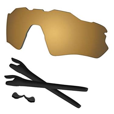 Imagem de Predrox Lentes espelhadas de bronze metálico para radar EV Path e kits de borracha para óculos de sol Oakley OO9208 polarizados