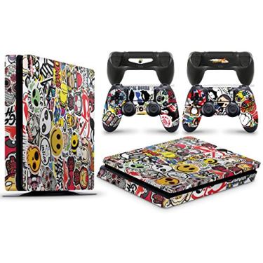 Imagem de Adesivos de decalque de vinil para console PlayStation 4 da giZmoZ n gadgetZ + 2 adesivos de controle, Playstation 4 Slim, GNG-PS4-SLIM-STICKERBOMB-SKINS
