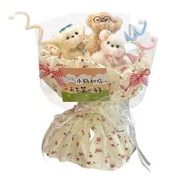 Imagem de Ioensy Buquê de flores para cachorros, artesanato com iluminação, presente de casamento feito à mão, buquê de flores para namorada, esposa, festa temática, 3 Cães