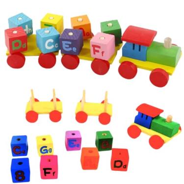 Imagem de Brinquedo Trenzinho Educativo Madeira Montessoriano Trem Sensorial Encaixe (Letras)