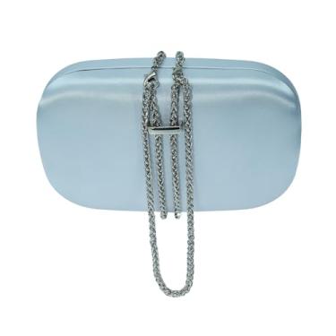 Imagem de HUANG ZHUANG Elegante bolsa de veludo cetim noite bolsa feminina bolsa de festa bolsa de noiva para casamento baile formal, Prata