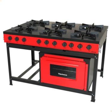 Imagem de Fogão Industrial Venâncio a Gás Bravo 6 Bocas com Forno Vermelho BR6BF