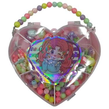 Imagem de Kit Miçangas p/ Bijuteria Porta Biju Coração 90 Pçs - Quanhe