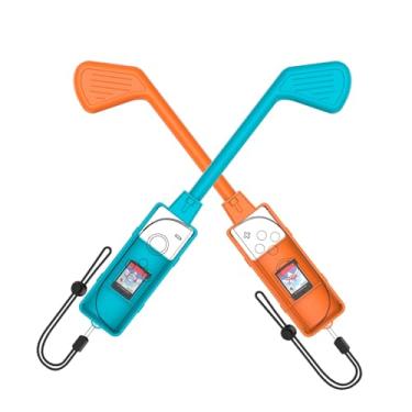 Imagem de XHSESA Golf Club Grips for Switch 2 - Controller Hand Grips for Mario Golf & Switch Sports game (Orange and Blue)