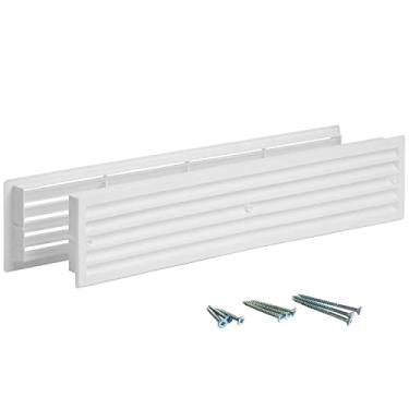 Imagem de INTERNAL VENTS Ventilação de porta para portas interiores de 41 cm x 7,62 cm - Persianas de porta de dois lados | para banheiro, armário | Grade de saída de ar de plástico | Dimensões externas 44 cm x 9 cm para abertura de 41 cm x 7,62 cm (branca)