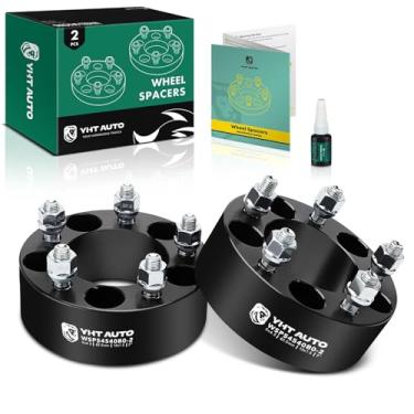 Imagem de YHTAUTO Espaçadores de roda de 5 x 4,5 cm serve para modelos Ford, Toyota, KIA, Chevy, Jeep MK, Chrysler, Acura e Mazda, 5 x 114,3 mm, espaçadores de pneu com pinos de 12 x 1,5, furo central de 82,5
