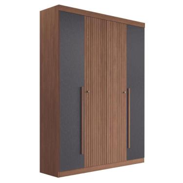 Imagem de Guarda Roupa Casal Ripado 4 Portas Elvas Jatobá Grafite