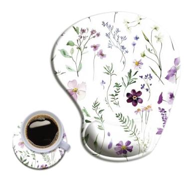 Imagem de HOPONY Mouse Pad Com Apoio De Pulso Em Gel - Mousepad Ergonômico Para Escritório Suporte Antiderrapante, Acessórios Mesa Design Decoração Casa E Jogos, Flores Desabrochando