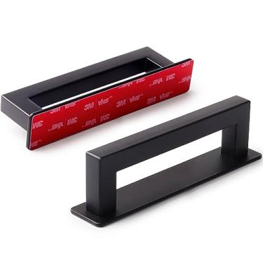 Imagem de RVPEKUPE Pacote com 8 puxadores de armário pretos autoadesivos instantâneos, quadrados de aço inoxidável com puxador de porta adesivo para armários de cozinha, cômoda de janelas e porta de vidro deslizante, 11,4 cm