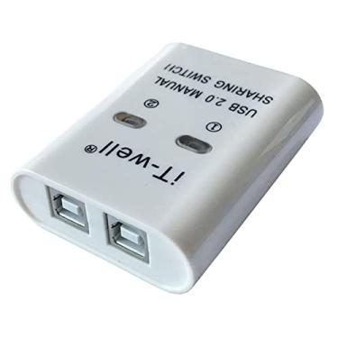 Imagem de AsrMyjcx Switch de Compartilhamento Manual USB 2.0 KVM Switching Plug And Transfer 2 Computadores Compartilham 1 Dispositivo USB, Branco