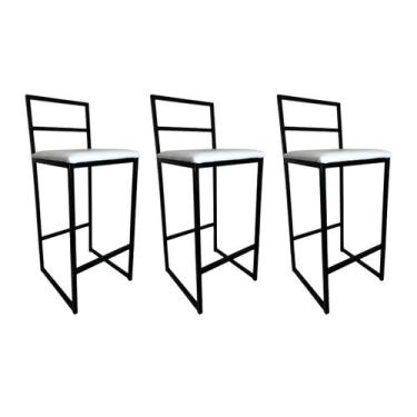 Imagem de Kit 3 Banqueta Alta para cozinha balcão parea de lazer e externa Madri