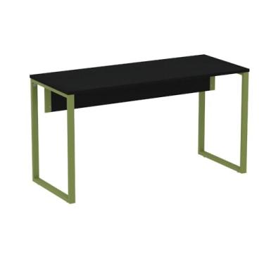 Imagem de Mesa Escritório P25 Tub Pandin 150 cm (larg) x 70 cm (prof) Tampo Mdp Preto Pé Aço Tubular Verde