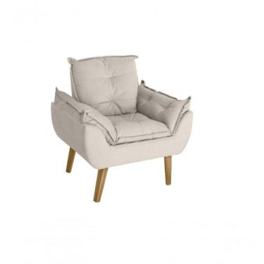 Imagem de Poltrona Decorativa E Descanso Opala Bege Claro Com Fibra De Silicone 