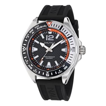 Imagem de Nautica Relógio masculino NAPCWF304 Clearwater Beach com pulseira de silicone preto, Preto