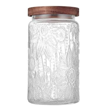 Imagem de SNGKMSYG Pote De Vidro Vintage Com Tampa Hermética, Recipientes Armazenamento Alimentos Cozinha 34 Oz, Potes Para Biscoitos, Doces, Açúcar, Café, Feijão, Chá, Aveia, Farinha, Grãos, Delicados