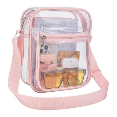 Imagem de USPECLARE Bolsa transparente para eventos de estádio bolsa carteiro transparente para homens e mulheres, rosa, Medium