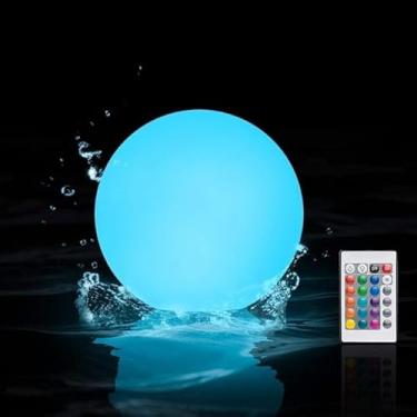 Imagem de SHANJIA Luz LED de humor com bola, luzes LED que mudam de cor, luz de banheira recarregável, luz flutuante para piscina, luz decorativa remota, 16 cores, 6,8 cm (pacote com 5)