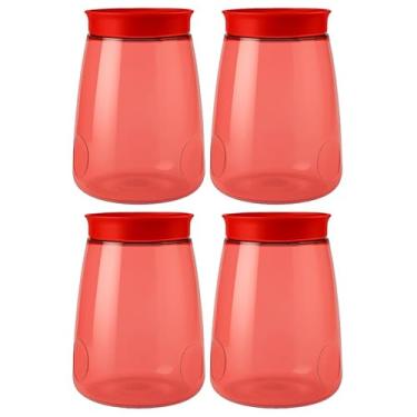 Imagem de Kit 4 Porta Mantimentos Premium 2,2Lts Pote Organizador Cozinha Com Tampa De Rosca Doce Biscoito (Vermelho)