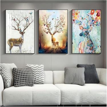 Imagem de Posters De Parede Em Tela, Pintura Decorativa De Tríptico Para Sala De Estar E Quarto, Imagem Reflexiva De Destaque De Cristal, Moldura Preta, I, 60x80x3cm