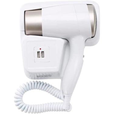 Imagem de Secador de cabelo de parede com 2 usb branco 220v - a178b - MB, 220V