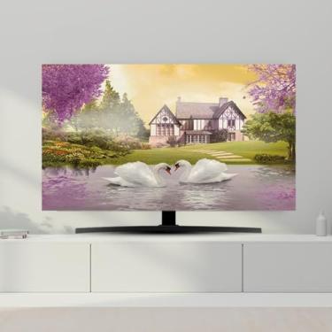 Imagem de Capa de TV 32-80 polegadas para TV interna à prova de poeira protetor de tela de TV para tela plana LCD LED macia para monitor de computador capa para pendurar na mesa e tela curva-roxo-5||65