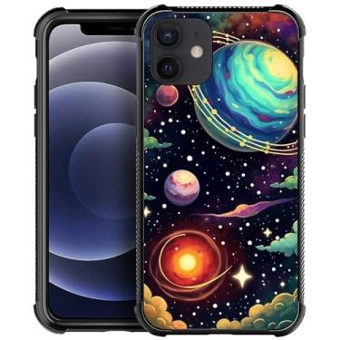 Imagem de Goodsprout Compatível com iPhone 12 Mini Capa Fantasia Espaço Gráfico Colorido para Meninas, Design Padrão de Imagem À Prova de Choque Antiarranhões Capa Traseira Rígida PC para iPhone 12 Mini