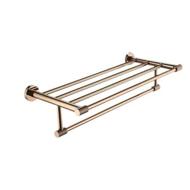 Imagem de Conjunto de banheiro em aço inoxidável 304 ouro rosa - barra de toalha e suporte para papel higiênico - kit completo para montagem em parede, toalheiro