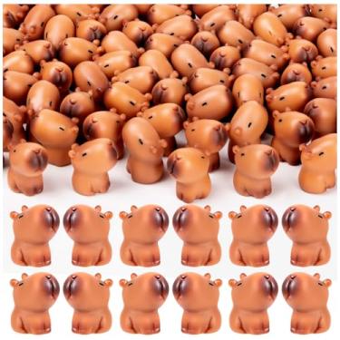 Imagem de LSGYPAQ 104 peças mini capivara estatuetas de resina capivara ornamento miniatura animal mesa mesa exterior artesanato decoração