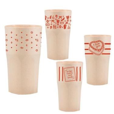 Imagem de Kit 4 Copos Roma 360mL Green Palha Colecao AMOR Completa - Bb Store