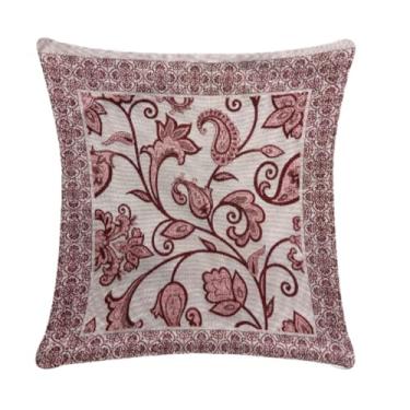 Imagem de Capa de Almofada Decorativa, 45x45 cm e 55x33 cm, Tecido Jacquard e Soft, com Zíper, Cores Lisas e Estampadas, Refis Avulsos (Grécia Vinho, Capa Quadrada)