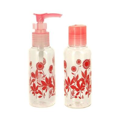 Imagem de Kit 2 Frascos de Viagem Plástico Rosa Para Higiene Pessoal 100ml Art B