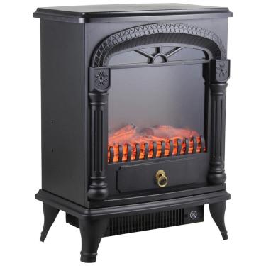 Imagem de Lareira Elétrica Portátil com Efeito de Chama Realista 3D e Termostato Ajustável, 110V 1500W, Comfort Zone, Preta