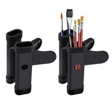 Imagem de Diakey Pacote com 2 clipes de pincel, cavalete de aquarela, organizador e armazenamento, suporte de baqueta, preto