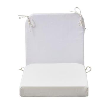 Imagem de Almofadas de assento externas de 48 x 48 cm para móveis de pátio com antiderrapante e laços, à prova d'água e resistente a UV, canto redondo, conjunto de 2, bege