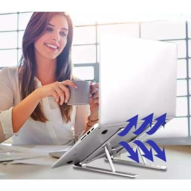 Imagem de Suporte para Notebook Dobrável, Ajustável em Metal, Base Ergonômica para Laptop