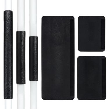 Imagem de MAYJOYDIY 3 pares de capas pretas para maçanetas de porta de geladeira para eletrodomésticos, capa de maçanetas de couro PU mantém sua geladeira, forno de micro-ondas, fogão ou lava-louças limpos