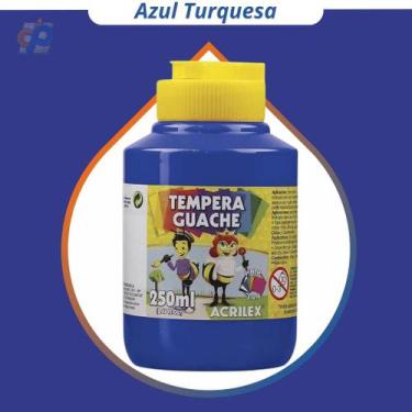 Imagem de Tinta Guache Acrilex 250 ml - Cores, Tinta Guache Azul Turquesa