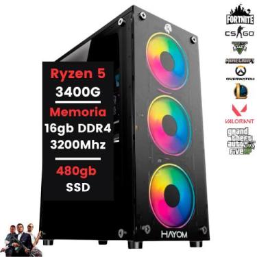 Imagem de Computador CPU Gamer Ryzen 5 16gb Ram DDR4 480gb SSD RX VEGA 11 c/ Wif