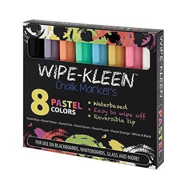 Imagem de Cezanne Marcadores de giz líquido Wipe-Kleen, cor pastel, conjunto de 8, para placas de bistrô, quadro-negro, quadro branco e vidro - bala reversível ou ponta de cinzel
