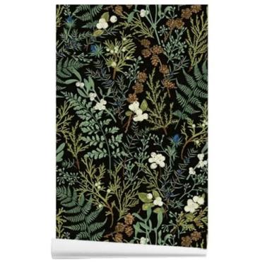 Imagem de Forro de prateleira botânica de samambaia verde, forro de prateleira decorativo de filme de vinil para adesivo de cômoda de quarto (verde, 44 cm x 299 cm)