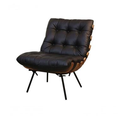 Imagem de Poltrona De Couro Costela - Preto Pigmentado - Mempra