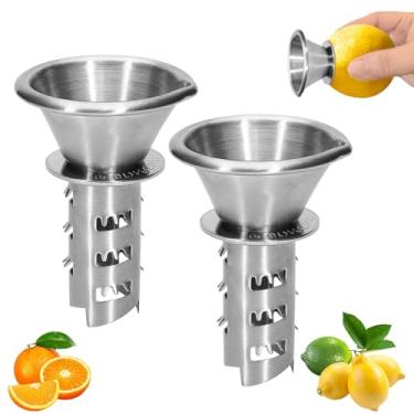 Imagem de Espremedor manual de limão de aço inoxidável para franjas, 2 peças, aço inoxidável 18/8, espremedor manual de frutas cítricas e despejador de limão (2)